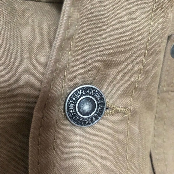 American Eagle Men's Tan Khaki Workwear Utility Trucker Bomber Jacket Medium - Picture 7 of 13